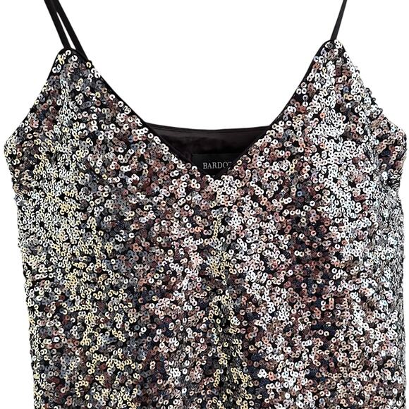 Bardot Silver Sequin Adjustable Strap Tank Sz 6/Small - Picture 2 of 6